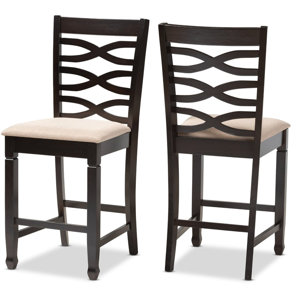 Baxton Studio Baxton Studio Counter Height Pub Chair Set of 2 - Modern Sand Fabric & Espresso Wood Finish Comfort RH318P-Sand/Dark Brown-PC