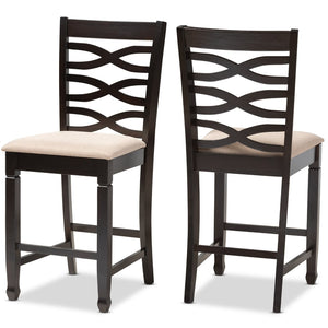 Baxton Studio Baxton Studio Counter Height Pub Chair Set of 2 - Modern Sand Fabric & Espresso Wood Finish Comfort RH318P-Sand/Dark Brown-PC