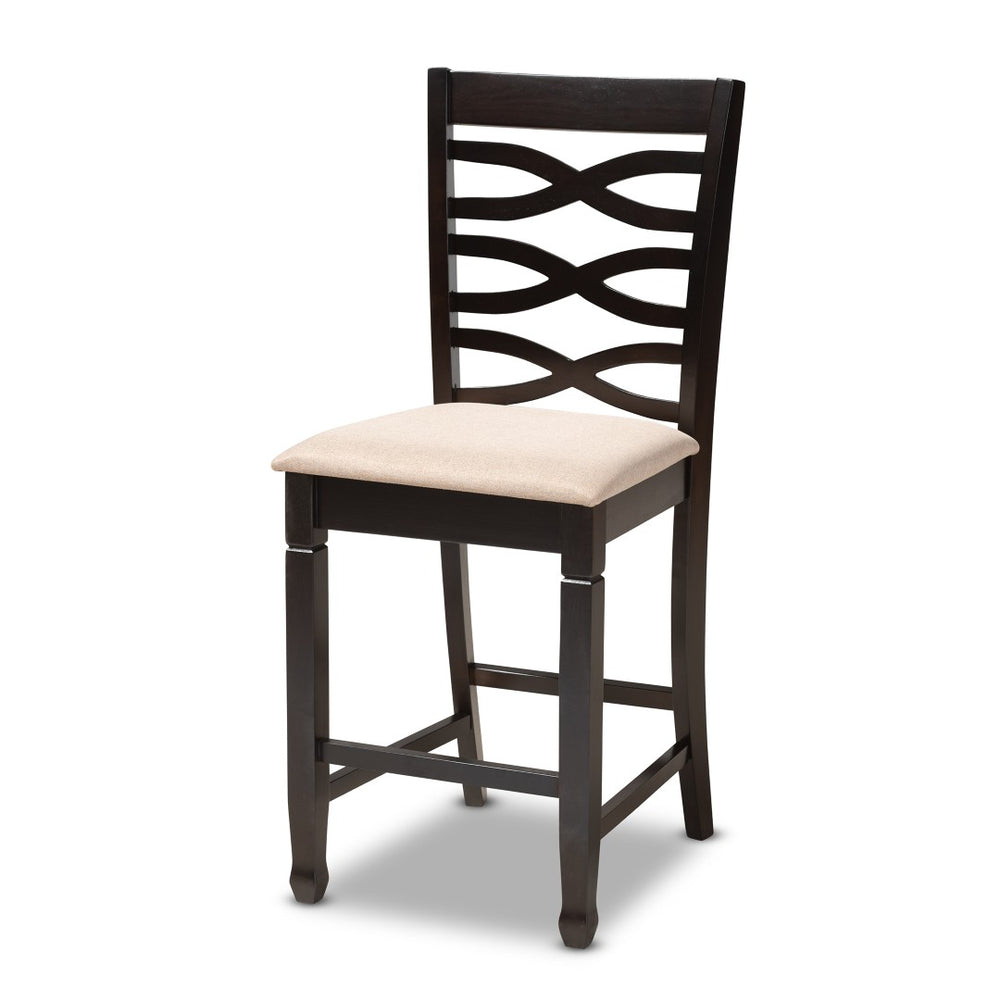 Baxton Studio Baxton Studio Lanier 5-Piece Pub Set - Modern Sand Upholstered Chairs with Espresso Wood Table Design RH318P-Sand/Dark Brown-5PC Pub Set