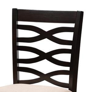 Baxton Studio Baxton Studio Lanier 5-Piece Pub Set - Modern Sand Upholstered Chairs with Espresso Wood Table Design RH318P-Sand/Dark Brown-5PC Pub Set