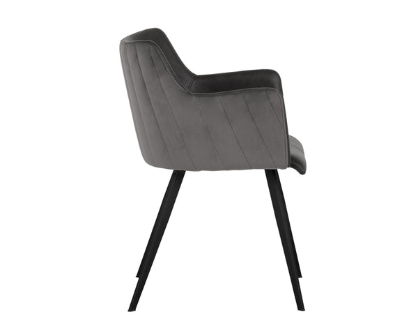Sunpan Griffin Dining Armchair - Modern Comfort Meets Stylish Design for Any Space with Durable Iron Legs Town Grey / Roman Grey