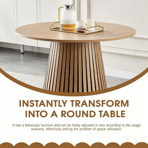English Elm Wooden Oval Extendable Dining Table with Slatted Legs Seats up to Six Mid-century W3590P426263