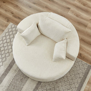 English Elm 55'l Chenille Round Sleeper Chair Fluffy Sculptural Seat for Living Room or Bedroom W834P401614
