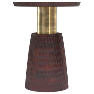English Elm Breanna Hand-carved Mango Wood Round Side Table with Gold Accent for Modern Interiors B136P414658