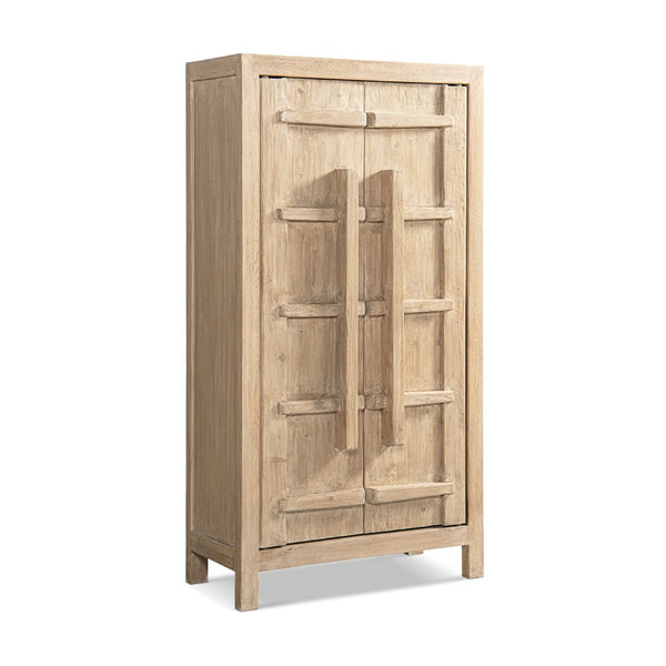 English Elm Rowan Reclaimed Pine Tall Cabinet Crossbar Double Doors Rustic Farmhouse Storage B2719P474455