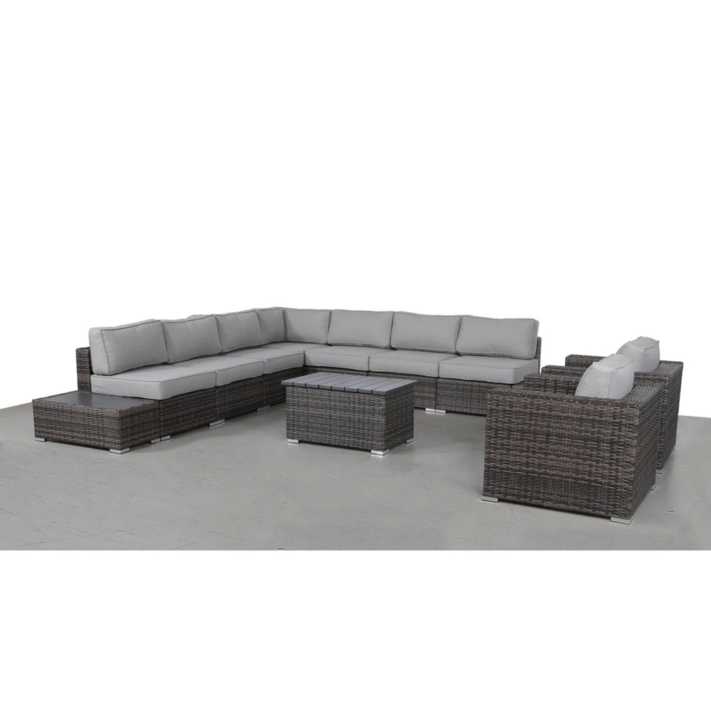 English Elm 8-Person HDPE Wicker Patio Sofa Set 12-Piece – 8-Seater, Fully Assembled, Cushions, Weatherproof B120S00261