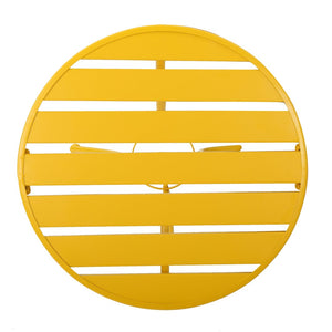 English Elm Colmar Outdoor Iron Bistro Set Powder Coated Slatted Armchairs Round Patio Table Yellow 56558.00MCY