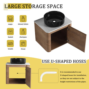 English Elm 24'' Wall-Mounted Bathroom Vanity With Ceramic Sink, Soft-Close Door & Space-Saving Design For Style W999S00396