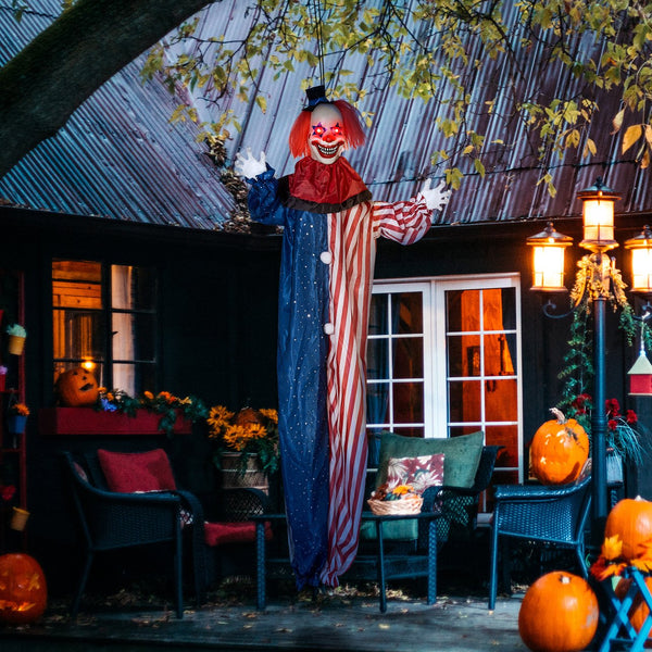 English Elm Homcom 6' Life-Size Scary Hanging Clown Prop With Light-Up Eyes & Creepy Sound For Halloween Fun W2225P229450