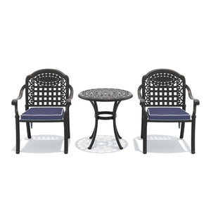 English Elm 3-piece Cast Aluminum Bistro Set Ornate Carved Patio Furniture with Weather Resistant Frame W1710S00676