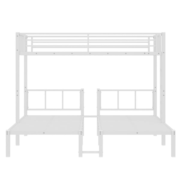English Elm Twin Triple Bunk Bed Metal L-shaped Frame Sleeps Three Kids White Finish W1580S00567