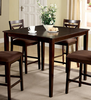 English Elm Transitional Counter Height 3pc Dining Set with USB Charging, Storage Shelves & Padded Seats Espresso 46 L x 46 W x 11 H B2741P384496