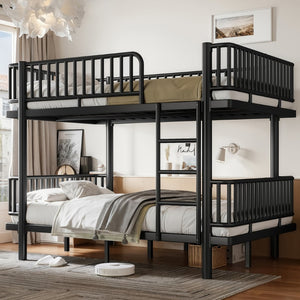 English Elm Twin Over Metal Bunk Bed with Led Lights Usb Ports Drawers and Sofa Conversion Black W5305S00070