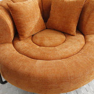 English Elm Oversize Extra Large Barrel Chair with Ottoman — Spacious Chenille Round Living Room Seat, 53.5" Orange W1117P257251