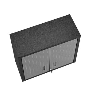 English Elm Floating Wall Cabinet Lockable Industrial Storage with Diamond Texture Dark Gray Finish B365P410806