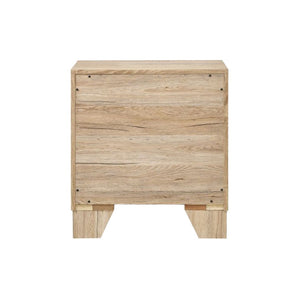 English Elm 2 Drawer Wood Nightstand with Tapered Legs and Natural Finish for Modern Bedrooms B016P256426