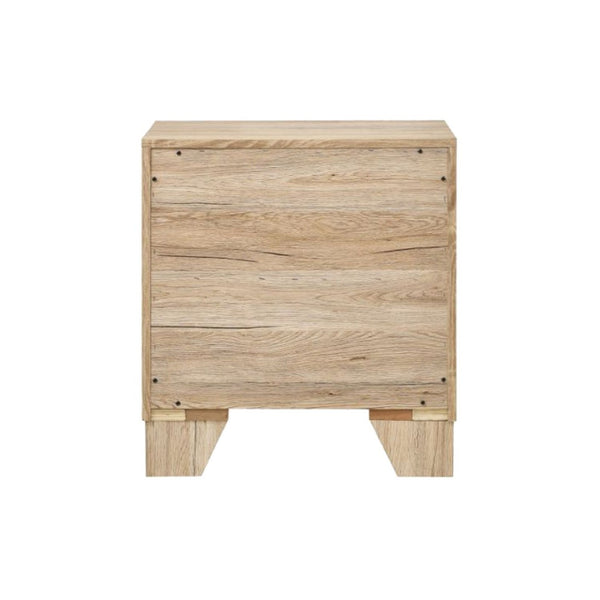 English Elm 2 Drawer Wood Nightstand with Tapered Legs and Natural Finish for Modern Bedrooms B016P256426