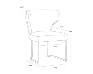 Sunpan YORKVILLE Dining Chair - Modern Wingback Design with Luxe Performance Fabric & Antique-Brass Legs 107812
