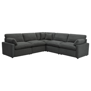 English Elm Hollander Five Piece Modular Sectional with Triple Power Recliners in Plush Grey Fabric B062S01782