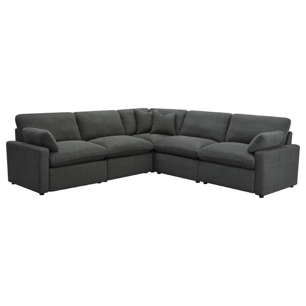 English Elm Hollander Five Piece Modular Sectional with Triple Power Recliners in Plush Grey Fabric B062S01782