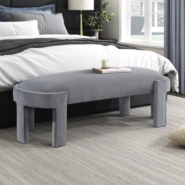 English Elm Stylish Upholstered Bench with Velvet Foam Cushion, Sturdy Plywood Frame, 300lb Capacity, Modern Entryway Seat Gray 51.5 L x 11 W x 21.5 H B011P361966