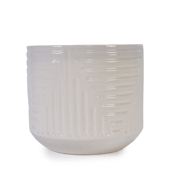 English Elm Ceramic Planter - Hand-Crafted Modern Flowerpot For Indoor & Outdoor Use In Elegant White Finish W3273P326369