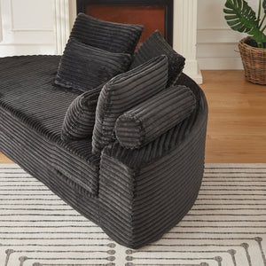 English Elm 78.5-inch Corduroy Modular Semi-circular Sofa Bed Sculptural Lounger with Neck Support W834P385980