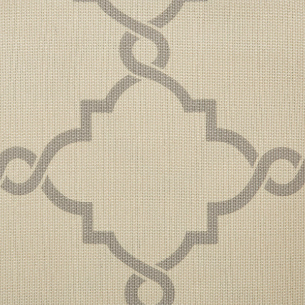 JLA Home Madison Park - Fretwork Metallic Fretwork Print Valance with Grommet Top — Textured Cotton-Blend Light Filter Beige/Grey MP41-2021