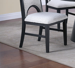 English Elm White Fabric Dining Chair Set of 2 – Cozy Upholstered Seat & Back, Arched Cutout, Sleek Frame Appeal Black,White 22 L x 41 W x 13 H B011P334826