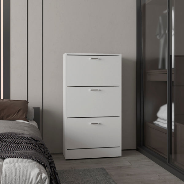 English Elm Shoe Modern 3-Door Engineered Wood Storage Cabinet with 3 Shelves, Eco-Friendly Durable Design White 50 L x 24.02 W x 5.91 H B097P369445