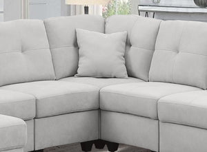 English Elm Sectional Sofa - Luxurious Light Gray Microfiber With Supportive Cushions & Integrated Cup Holders B205S00080-GIGA
