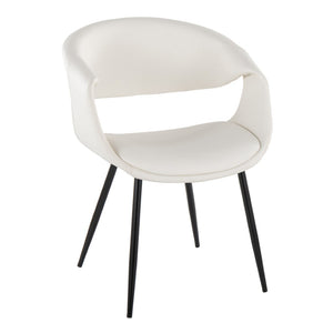 English Elm Upholstered Faux Leather Dining Chair Set with Black Metal Legs for Modern Interiors White B202S02103