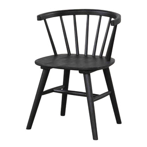 English Elm Black Yate 2pc Mid-Century Dining Chairs with Spindle Back, Molded Seats & Shaker Legs - 22x20x28" B2741P406735