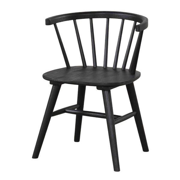 English Elm Black Yate 2pc Mid-Century Dining Chairs with Spindle Back, Molded Seats & Shaker Legs - 22x20x28" B2741P406735