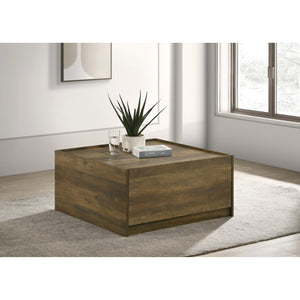 English Elm 31.5"w Square Oak Coffee Table with Dual Handleless Drawers for Modern Living Rooms B016P416190