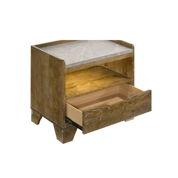 English Elm 2-drawer Italian Modern Nightstand Two-tone Wood Melamine Finish Bedroom Storage B016P453635