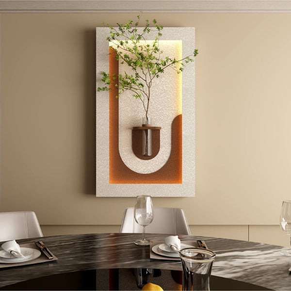English Elm Adjustable Led Sandstone 3d Wall Art with Faux Botanicals and Rabbit Figurine Decor W2700P389347