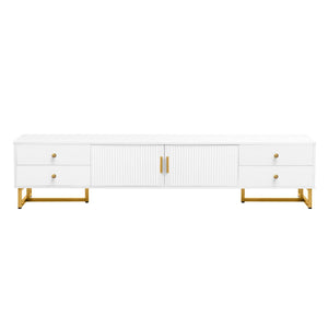 English Elm Vibe Modern Tv Stand For 65" To 75" Tvs, Stylish Entertainment Center With Storage & Metal Accents N724P284539K-GIGA