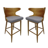 Christopher Knight Home® - Noble House - Kamryn Mid Century Modern Fabric Barstools (Set of 2)