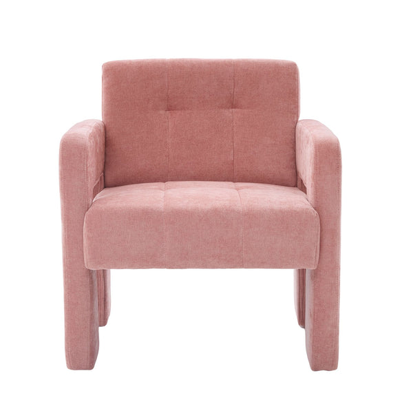 English Elm Modern Ergonomic Armchair with Generous Curved Armrests, Chenille Upholstery, 500lb Capacity, Cozy Lounge Seat Pink W395P380517