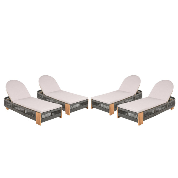 English Elm Christopher Knight Home® - Outdoor Acacia Wood Adjustable Lounge Chair Set Of 4 - Stylish, Durable, And Perfect For Any Space! N770P298695G004