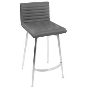 English Elm Contemporary Tufted Faux Leather Swivel Barstools with Walnut Wood Back Set of 2 B202P222087