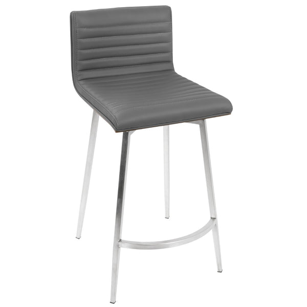 English Elm Contemporary Tufted Faux Leather Swivel Barstools with Walnut Wood Back Set of 2 B202P222087