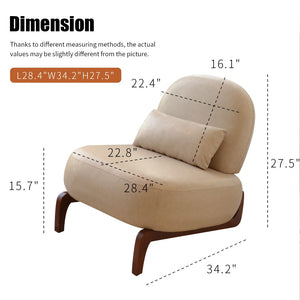 English Elm Cute Faux Leather Armless Accent Chair Solid Wood Legs Cushioned Seat Modern Cream W2105P440975