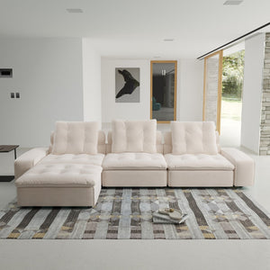 English Elm Sky Cloud Deluxe Adjustable Velvet Sectional Sofa - Cozy L-Shaped 4-Seater For Modern Living Spaces B341S00027-GIGA