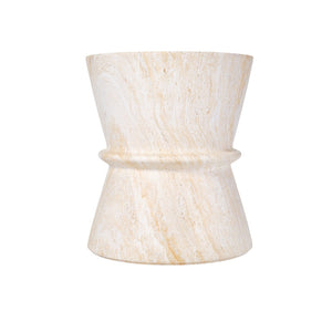 English Elm U_style Hourglass Mgo Concrete Outdoor Accent Table Sculptural Stone Texture Patio Decor Beige,Yellow N711P422072M