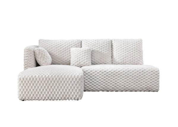 English Elm Manya Ivory Corduroy Sectional Sofa with Right-Facing Loveseat & Left Chaise, 2 Toss Pillows, 96" B2726S00534