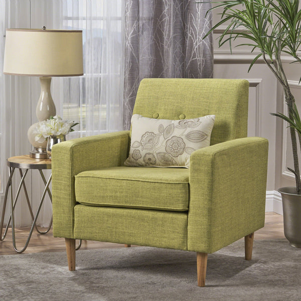 English Elm Christopher Knight Home® - CLUB Modern Fabric Club Chair with Plush Polyester Upholstery and Rubber Wood Legs for Living Room Comfort Green 31.5 L x 28.5 W x 18.75 H 61237.00MGRN