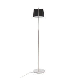 English Elm March Contemporary Floor Lamp - Stylish White Marble Base & Black Linen Shade For Modern Decor B202S01374