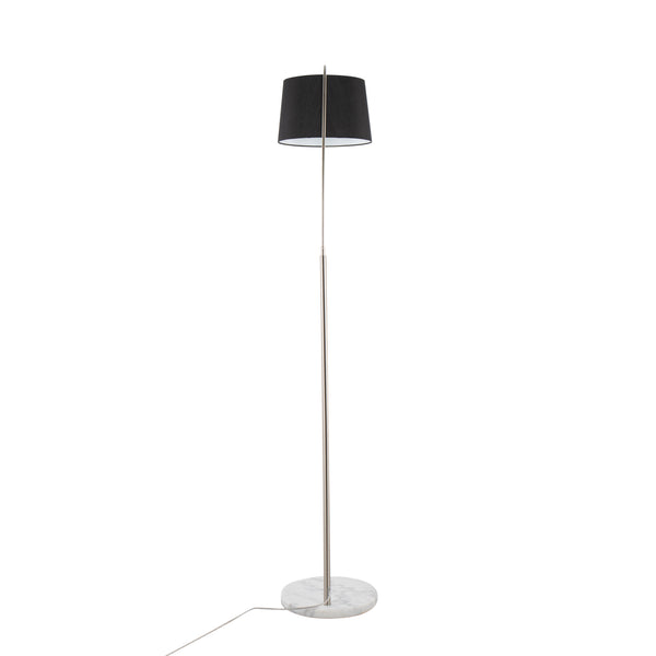 English Elm March Contemporary Floor Lamp - Stylish White Marble Base & Black Linen Shade For Modern Decor B202S01374